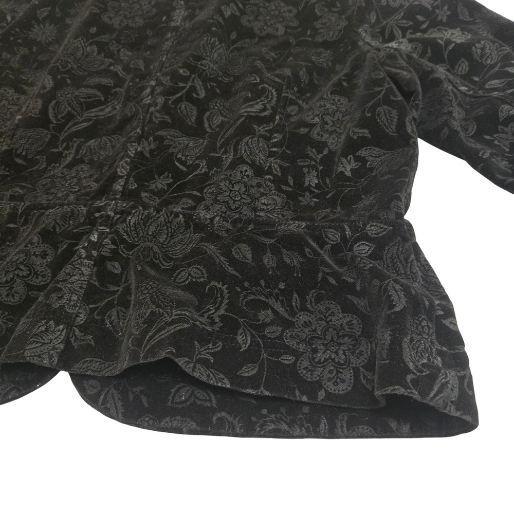 Talbots Womens Black Floral Damask Corduroy Blazer Jacket 3-Button Cotton L - Picture 15 of 16
